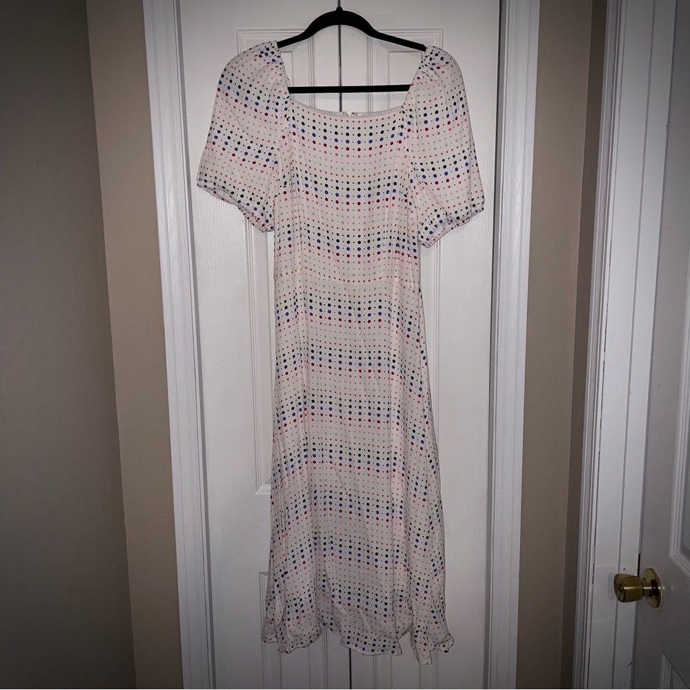 LOFT Polka Dot Midi Dress